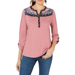 Style & Co Petite Utility Top Mega Rose Size PL